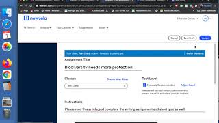Creating Newsela assignment and linking to Google Classroom