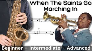 How to Play When The Saints On Sax - 3 Versions Beginner to Advanced