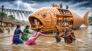 5 Sisters Build a GIANT Floating Fish House to Rescue an Entire Village in a Massive Flood! πππ