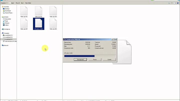 Splitting large files using 7-zip