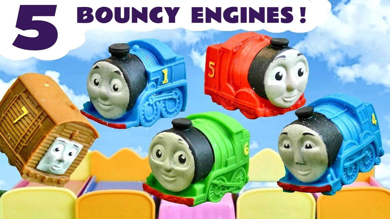 Can 5 Bouncy Thomas Toy Trains Jumping on the Bed solve the clues Can 5 Bouncy Thomas Toy Trains Jumping on the Bed solve the clues