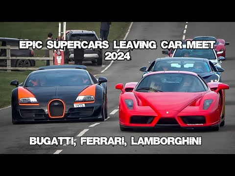 EPIC SUPERCARS LEAVING CAR MEET 2024! Bugatti, Ferrari, Lamborghini!