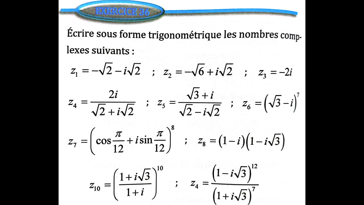 Nombres complexes 2 bac SM Ex 35 et 36  page 94 Almoufid