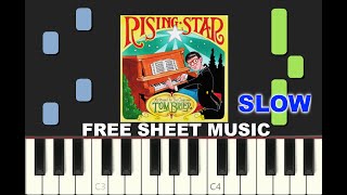 SLOW piano tutorial "JUST PEACHY" by tom Brier, C Major version, with free sheet music (pdf)