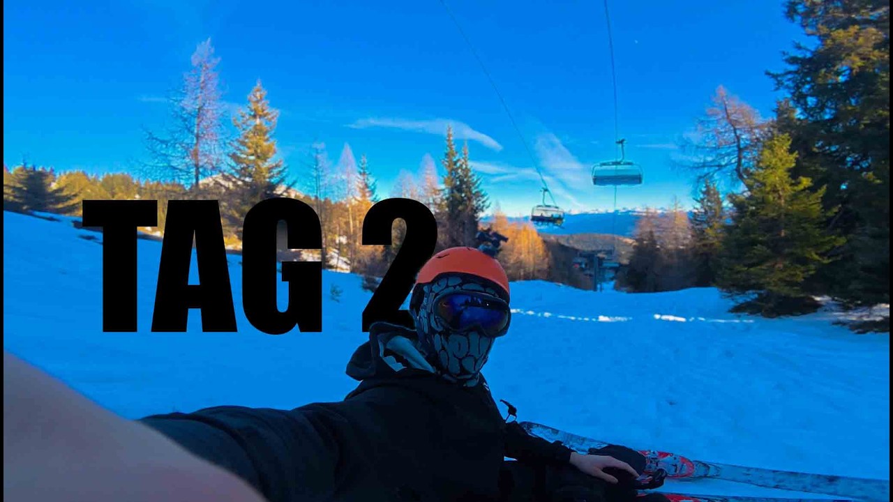 Wir fahren unter den Skilift tief Schnee