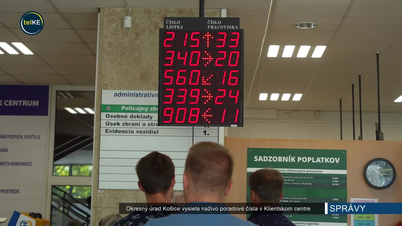 Okresný úrad Košice vysiela naživo poradové čísla Klientského centra