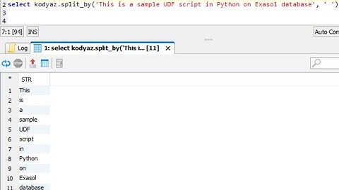 Exasol Python UDF Script: Sample String Split Function