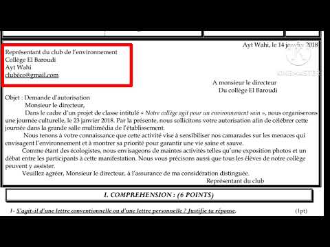 3ème année collège examen local تصحيح نموذج الإمتحان المحلي الثالثة إعدادي اللغة الفرنسية