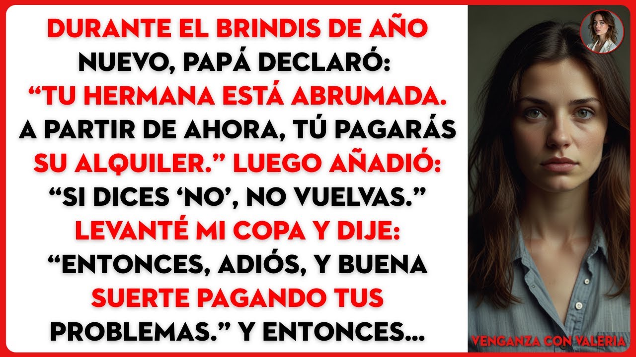 Durante el brindis de Año Nuevo, papá declaró: “Tu hermana está abrumada. A partir de ahora, tú...