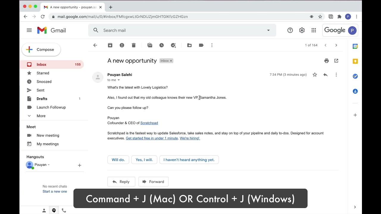 Bring Salesforce, Notes and Tasks to Email with Scratchpad Command