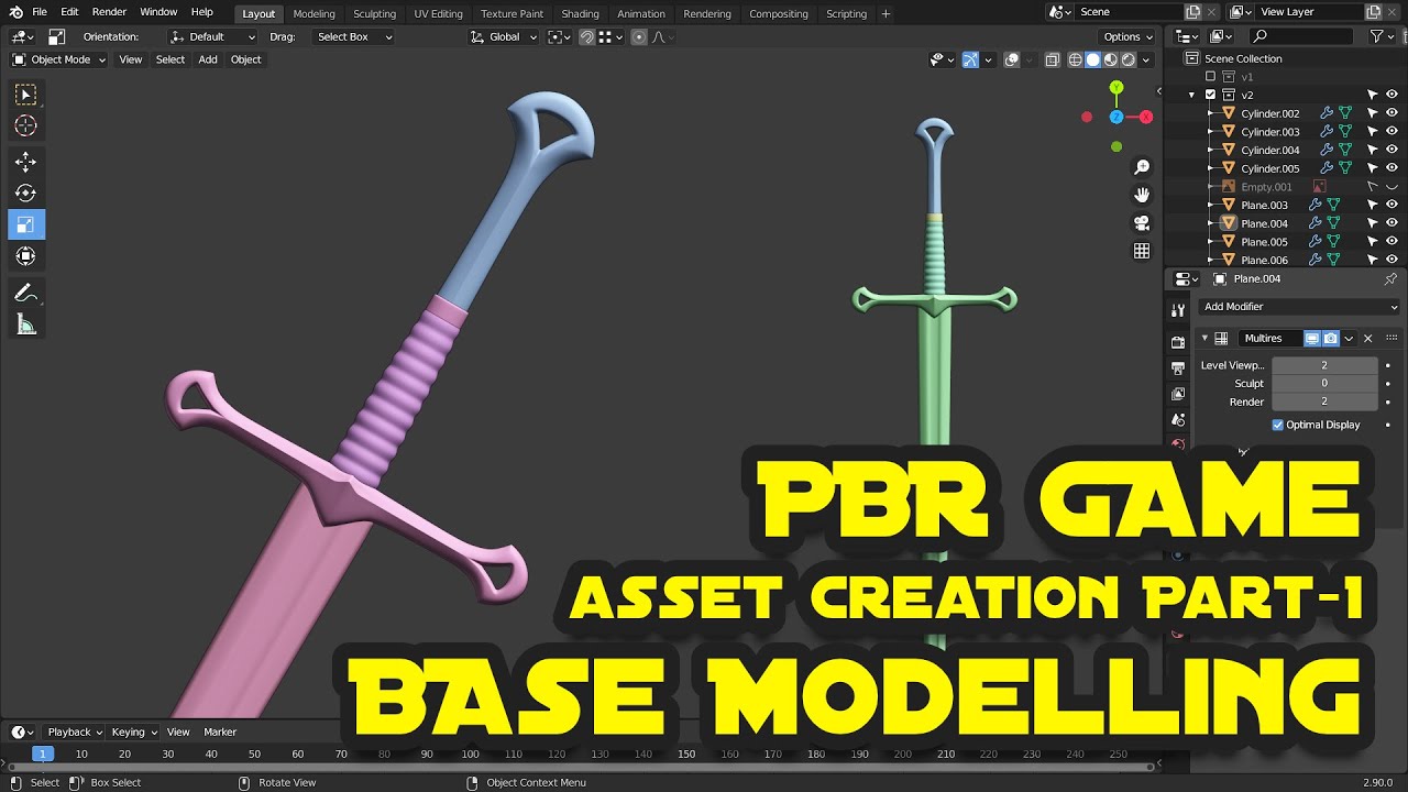 PBR Game Asset Creation - Sword || Part 1 - Base Modelling || AAA Game Asset || English and Hindi