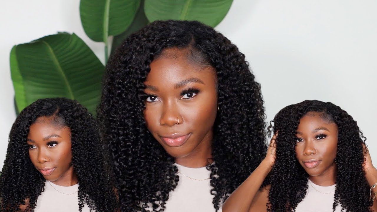 Realistic Kinky Curly V-Part Wig Install + How I Blend My Hair | UNice Hair