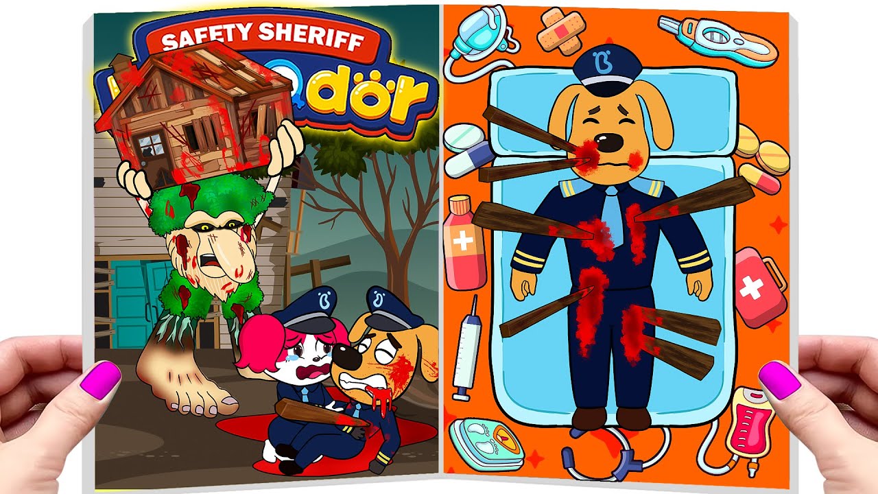 Oh no, Papillon & Dobie was kidnapped | Making Quiet Book Sheriff Labrador ❤️DIY Paper❤️Blind Bag