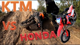 HONDA CRF300L vs KTM 390 Adventure  / Offroad test by beginners