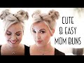 QUICK & EASY Mom Buns! (space buns on short hair in under 10 Minutes!)