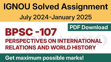 IGNOU BPSC 107 Solved Assignment 2024-25 PDF Download | English Medium | Vidyamojo