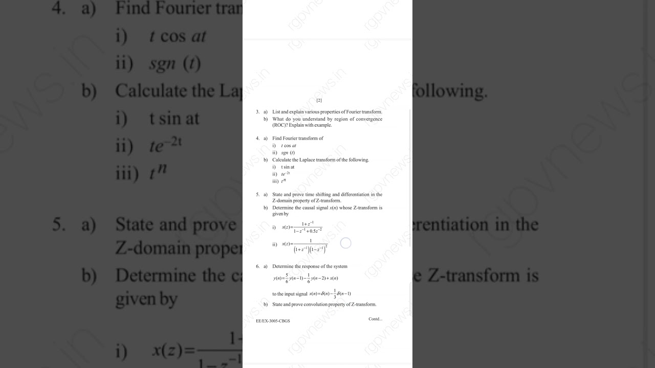Signals and systems previous question b.tech 3rd semester 
