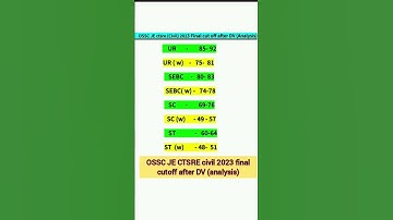 OSSC JE CTSRE civil 2023 Final cutoff after DV analysis #civilengeenring #ossc