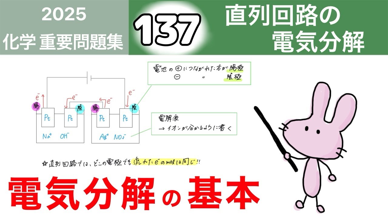 【化学　重要問題集2025 解説】137 直列回路の電気分解
