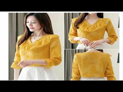 เสื้อเหลืองคอระบายโค้ง : สวยเก๋ มาดูวิธีการสร้างแบบกันนะคะ