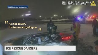 Wisconsin woman drives into frozen pond, saved by emergency workers