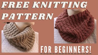 Free Cowl Knitting Pattern for BEGINNERS  Easy Knitting Tutorial for New Knitters  Cascades Cowl