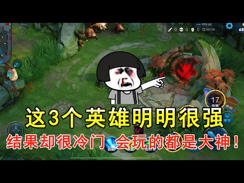 这3个英雄明明很强，结果却很冷门！会玩的都是大神！—王者荣耀