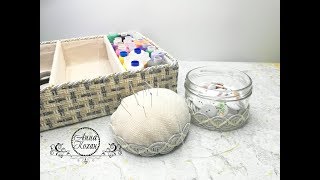 DIY🧶ИГОЛЬНИЦА из баночки своими руками🧶Дополнила органайзер для ниток🧶Идеи красивых игольниц