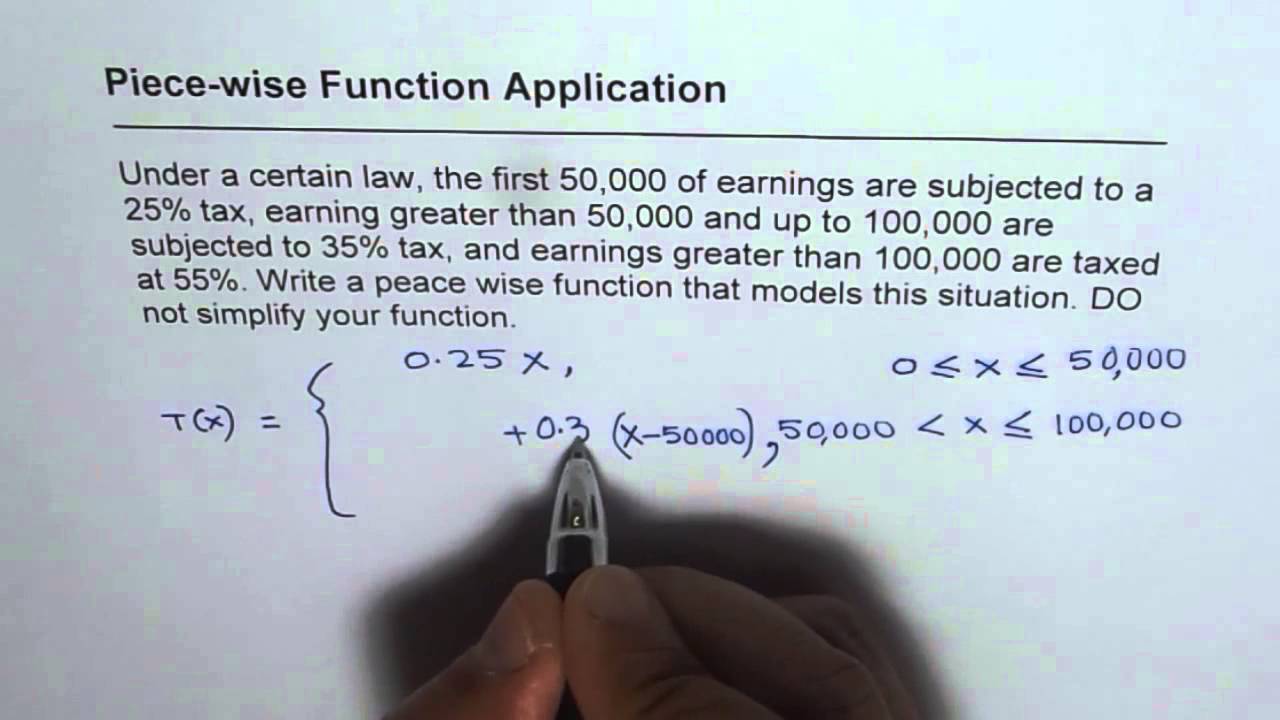 Piecewise Function For Three Different Tax Rates Throughout Piecewise Functions Word Problems Worksheet
