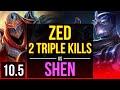 ZED vs SHEN (TOP) | 2 Triple Kills, 2800+ games, 1.6M mastery points | Korea Diamond | v10.5