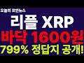 ※긴급속보※ [리플 XRP] 소름!!! 차교수 정답지 "1,600원" 최저가!!! 799% 상승!!! 와..대박 미쳤다!!! 성지가 될겁니다..