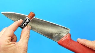 KNIFE like a razor in 3 minutes! Using a BATTERY! Amazing way