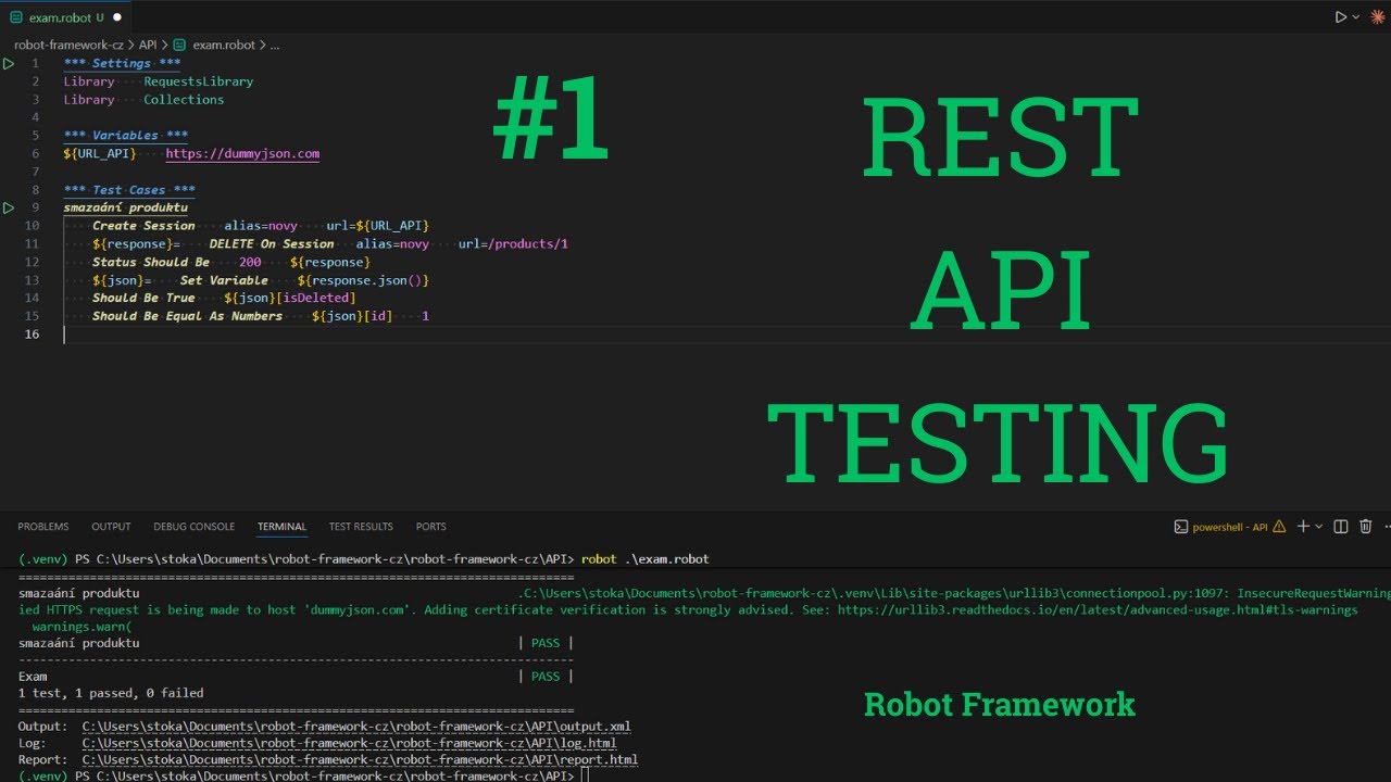Robot Framework CZ | REST API Testing #1 - RequestsLibrary (GET/POST/PUT/DELETE) tutoriál