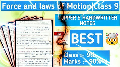 #Notes# Class 9 Science Chapter 9 # Force and laws of Motion (physics) best # hand written Notes