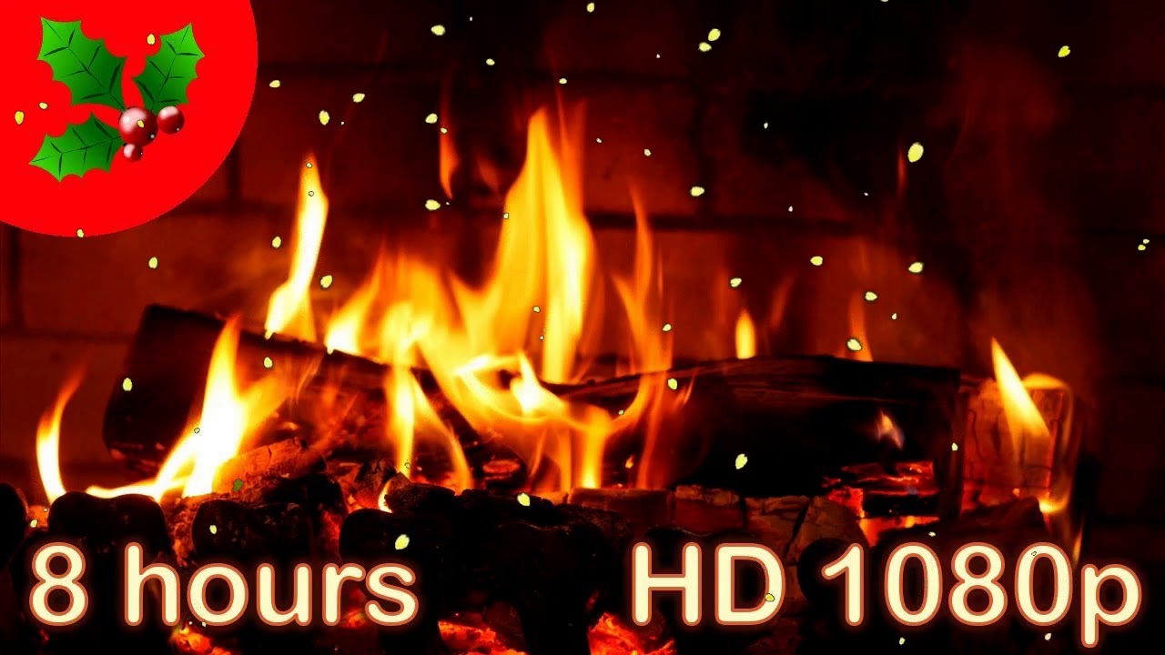 8 HOURS CHRISTMAS MUSIC Instrumental ♫ FIREPLACE YULE LOG Upbeat
