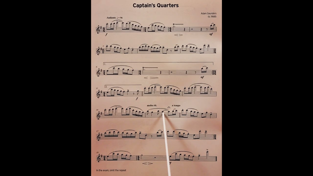 Captain's Quarters by Adam Saunders piano accompaniment at rehearsal speed