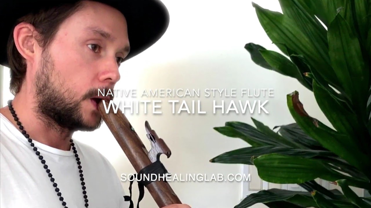 Native American Style Flute White Tail Hawk Key of B Music Handmade Walnut Wooden Flute