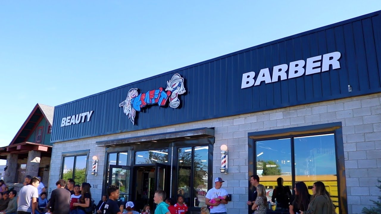 Graffiti Beauty & Barber Grand Opening Event, Custom shoes by Lando Laces, Graffiti Murals live.