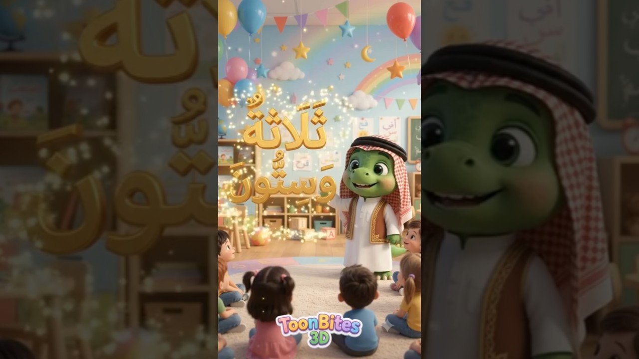 ٦٣ | ثَلَاثَةٌ وَسِتُّونَ | تعلم الرقم ٦٣ 🔢🦖✨ | ToonBites 3D | #shorts