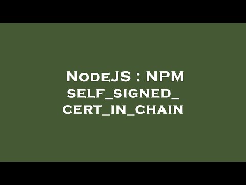 NodeJS : NPM self_signed_cert_in_chain