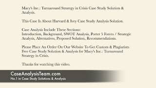 Famous Macy's Inc. Turnaround Strategy in Crisis Case Study Solution & Analysis Wealth