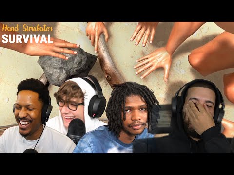4 Friends, Stranded....Oh Boy | Hand Simulator: Survival w/ RicoTheGiant, Berleezy, Jack