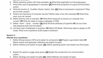 Computer 9 most important questions for class 9 | guess paper for Karachi and sindh board karachi