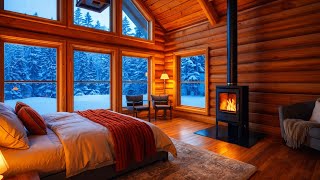 Cozy Winter Cabin with Fireplace 🔥 Relaxing Snow Forest Ambience &amp; Warm Sleep Music (4K)