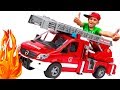#Мультик про машинки для мальчиков Пожарная машина #Bruder и Грузовики тушит пожар