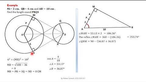 CIRCLES: CHORDS AND TANGENTS|TANGENTS TO TWO CIRCLES (TRANSVERSE)|WORKED EXAMPLE