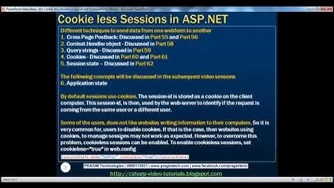 63 Cookie less sessions in asp net Part 63