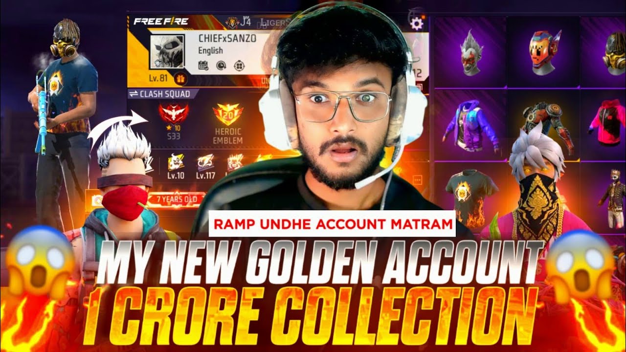 🔥💸MY NEW GOLDEN PROFILE😱1 CRORE WORTH 💸📈| OLD ACCOUNT😍|SANzZOO FF ff live telugu 