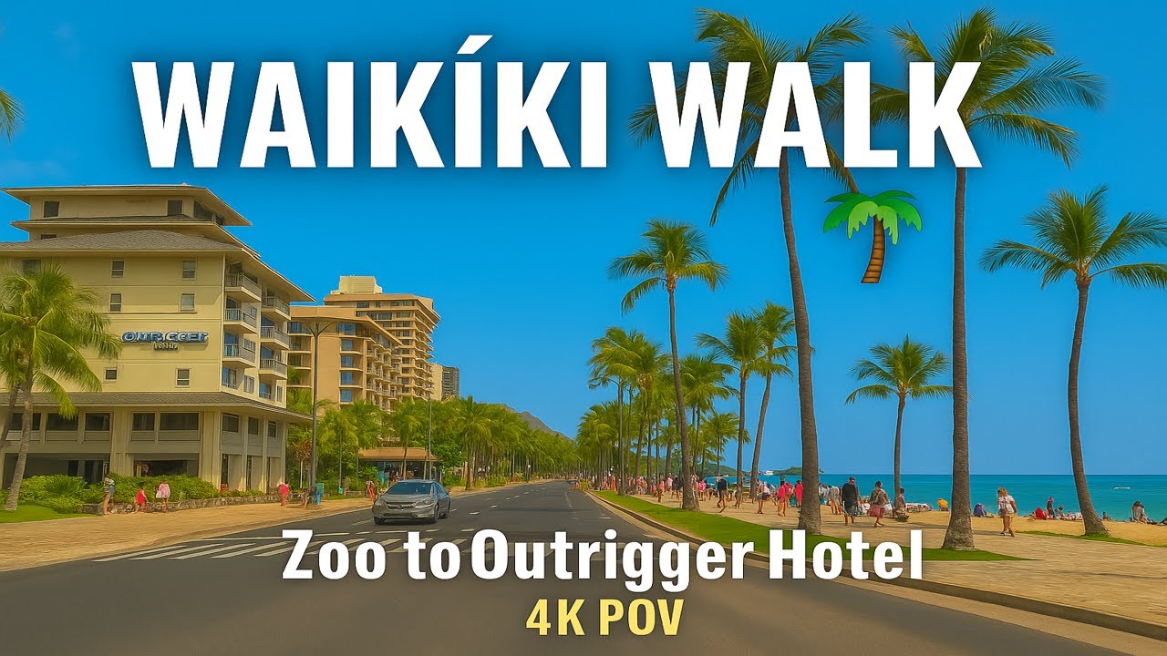 Virtual Waikīkī Stroll 🌴 | Honolulu Zoo to Outrigger Beach Resort 4K POV   4K