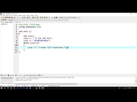 C++ Program Code: Utilizing Looping and Tab Escape \t